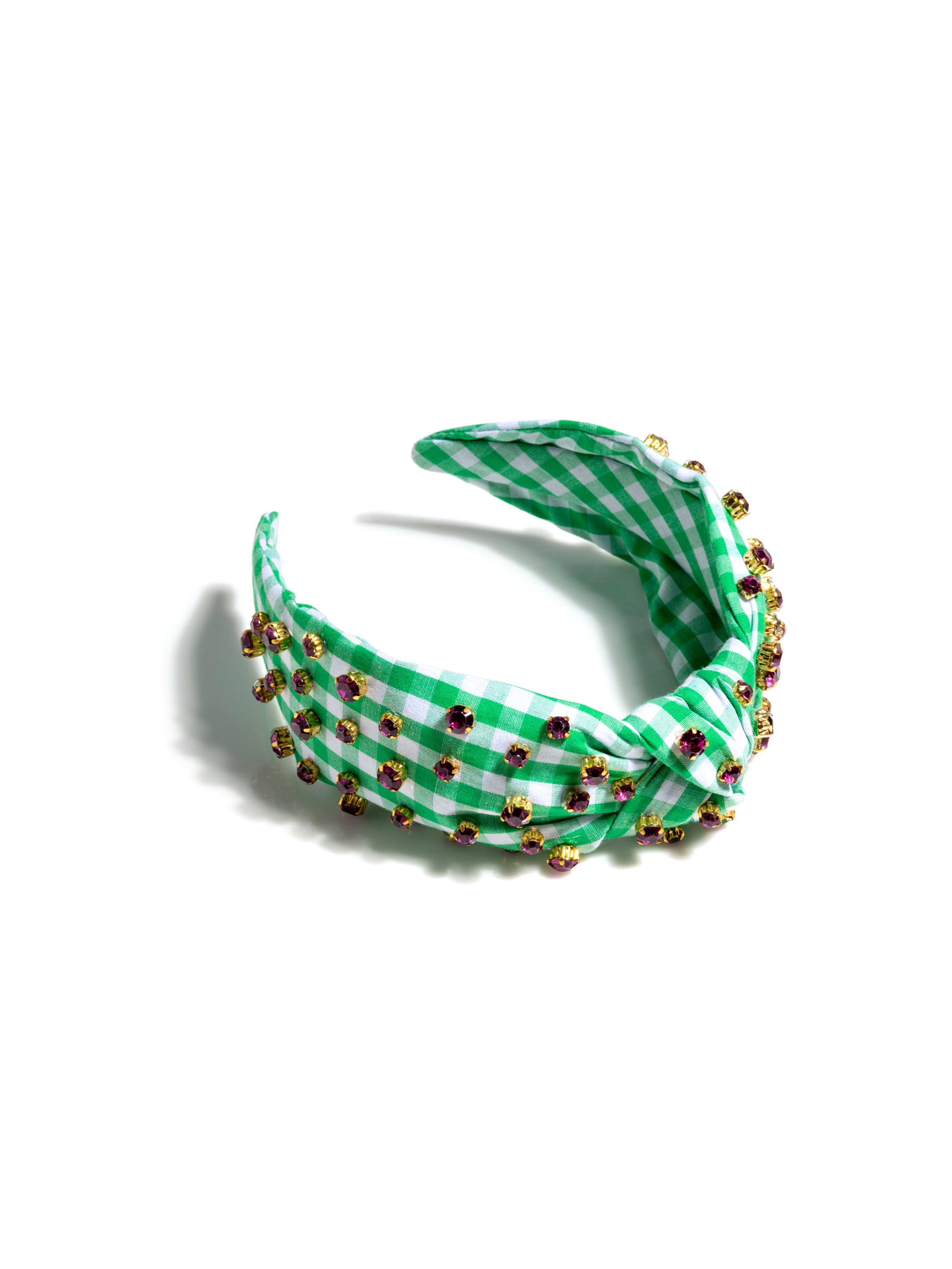 Shiraleah Embellished Gingham Knotted Headband, Green
