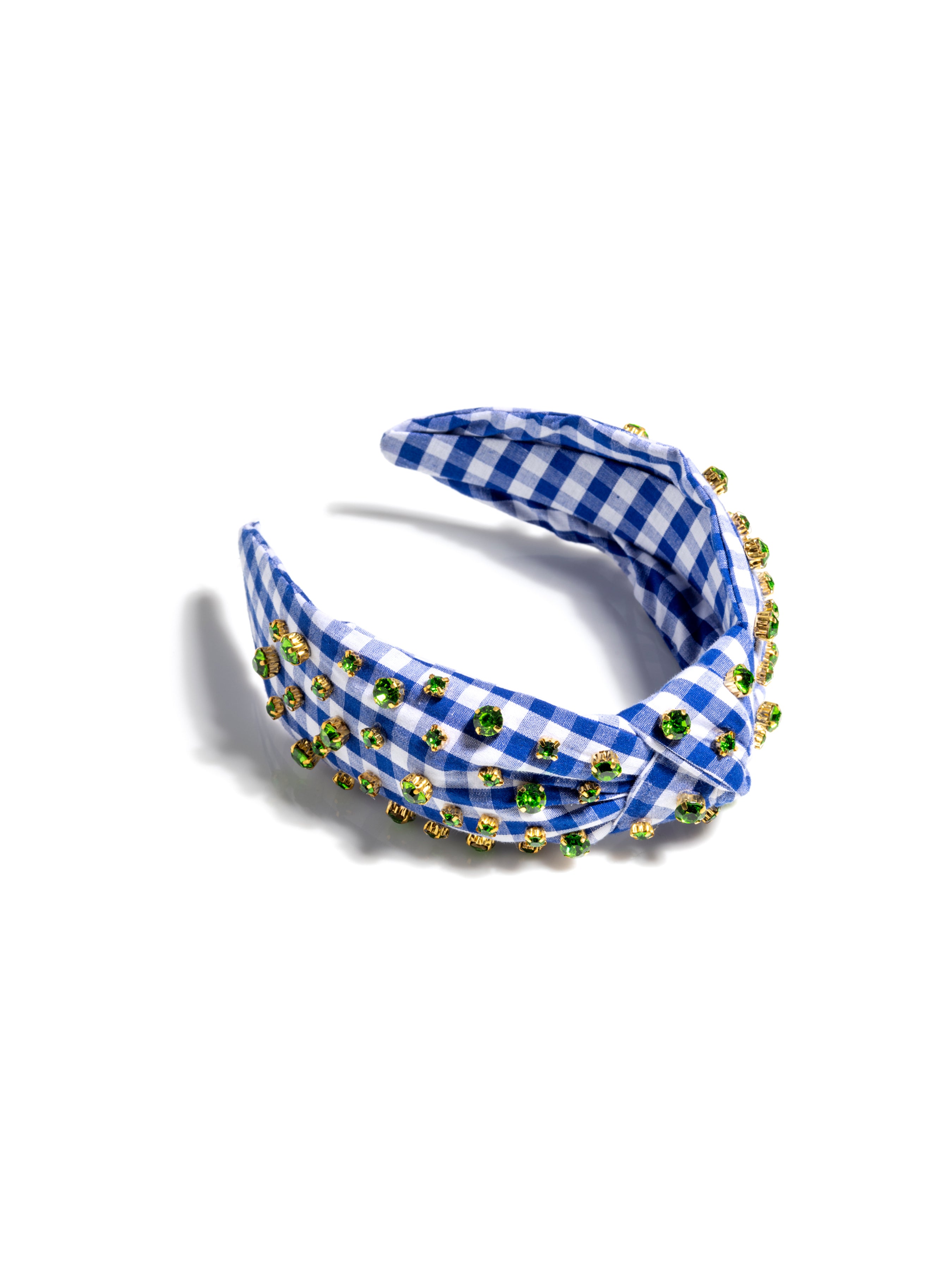 Shiraleah Embellished Gingham Knotted Headband, Navy