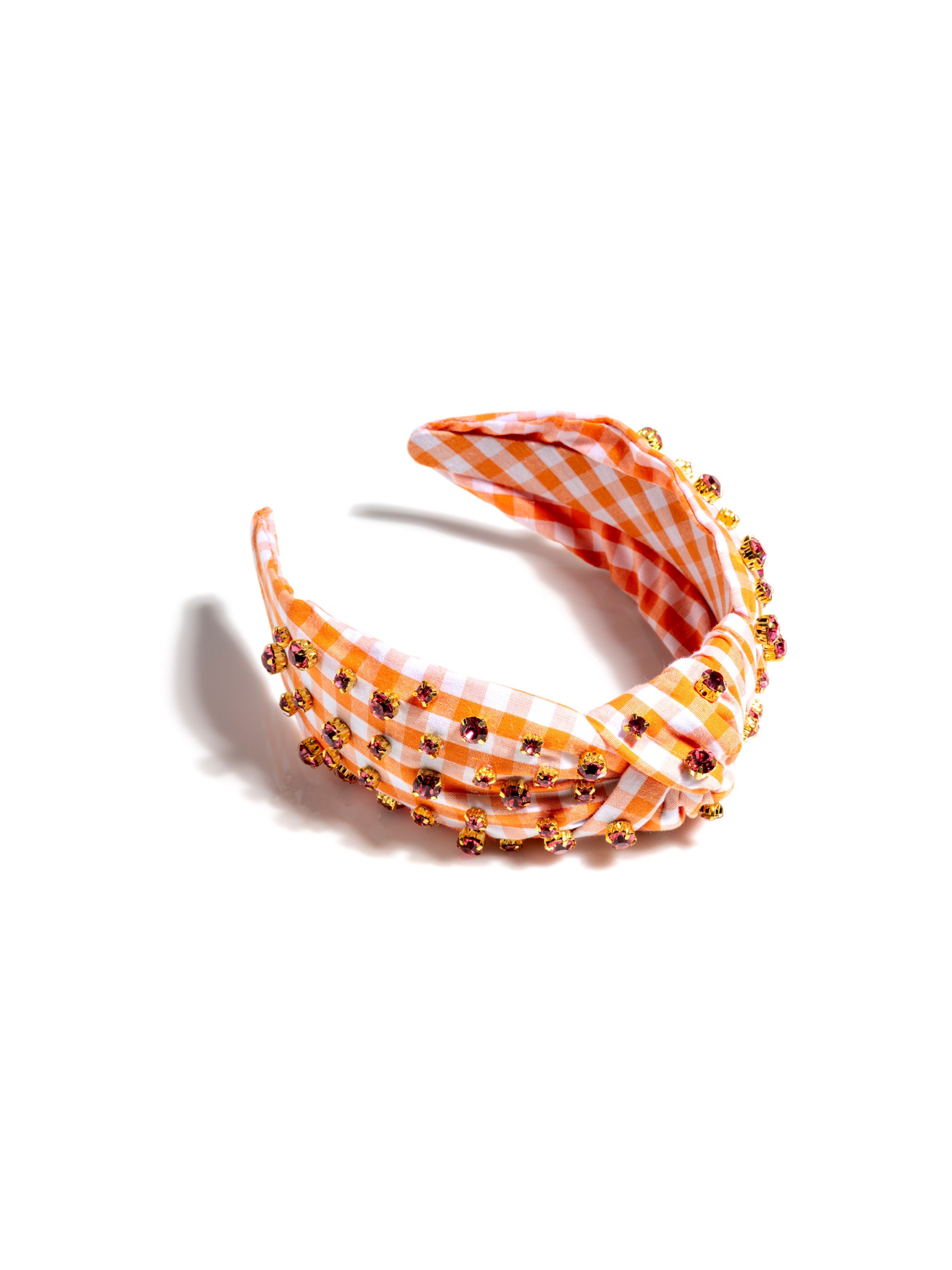 Shiraleah Embellished Gingham Knotted Headband, Orange