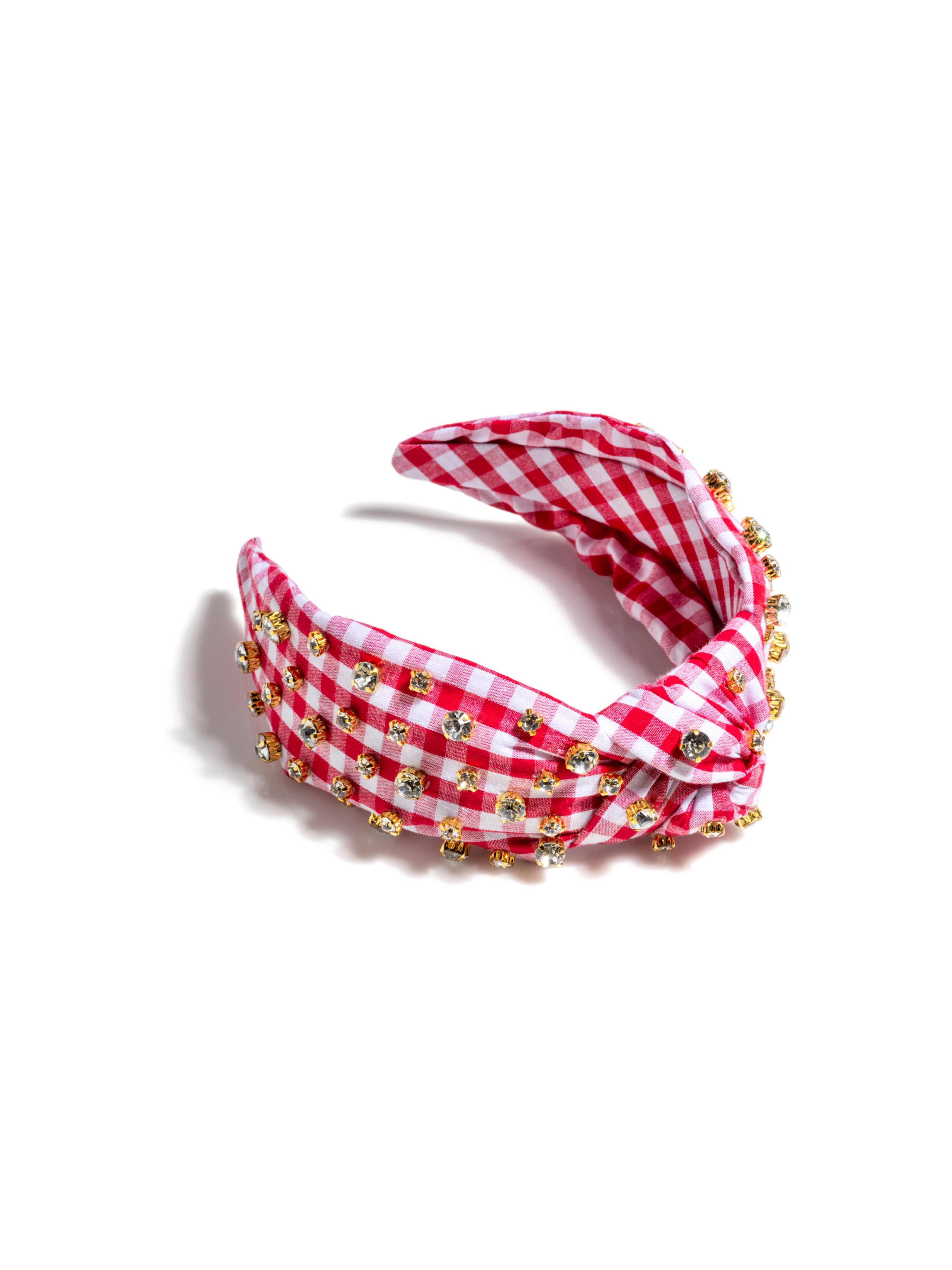 Shiraleah Embellished Gingham Knotted Headband, Red