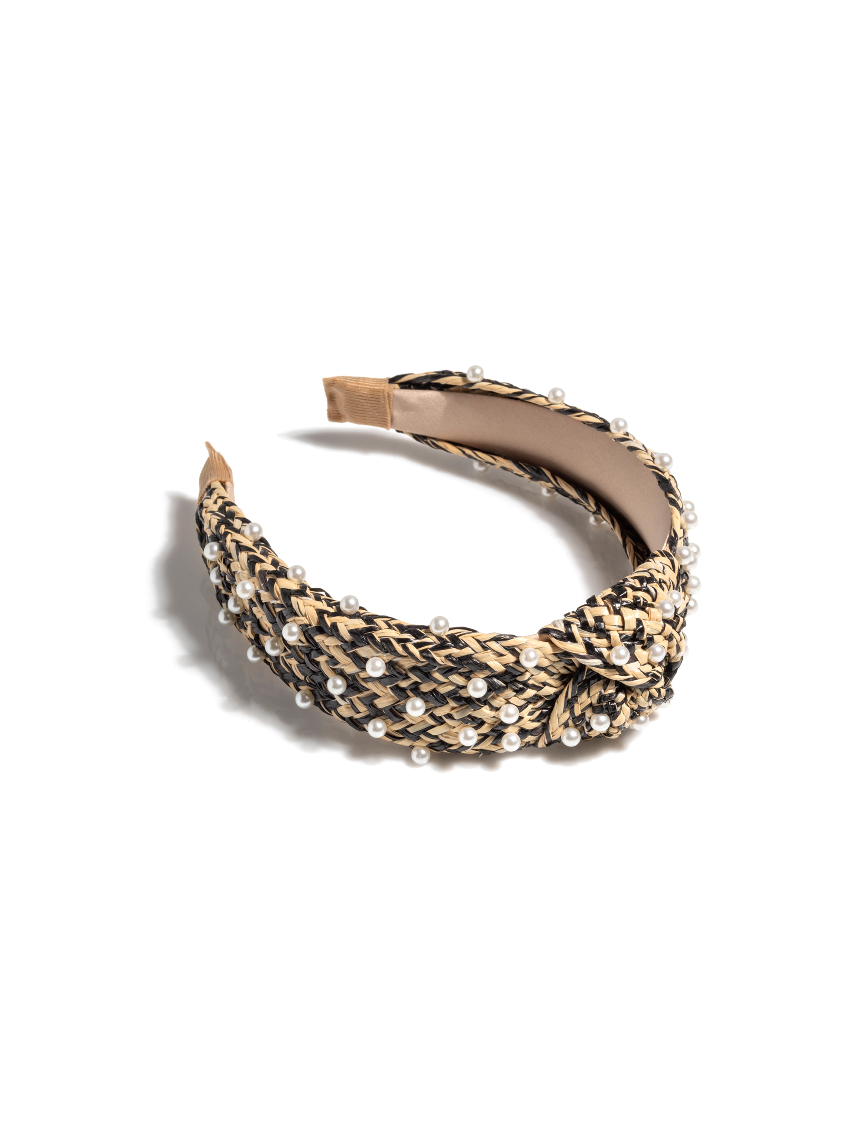 Shiraleah Pearl Embellished Knotted Headband, Black