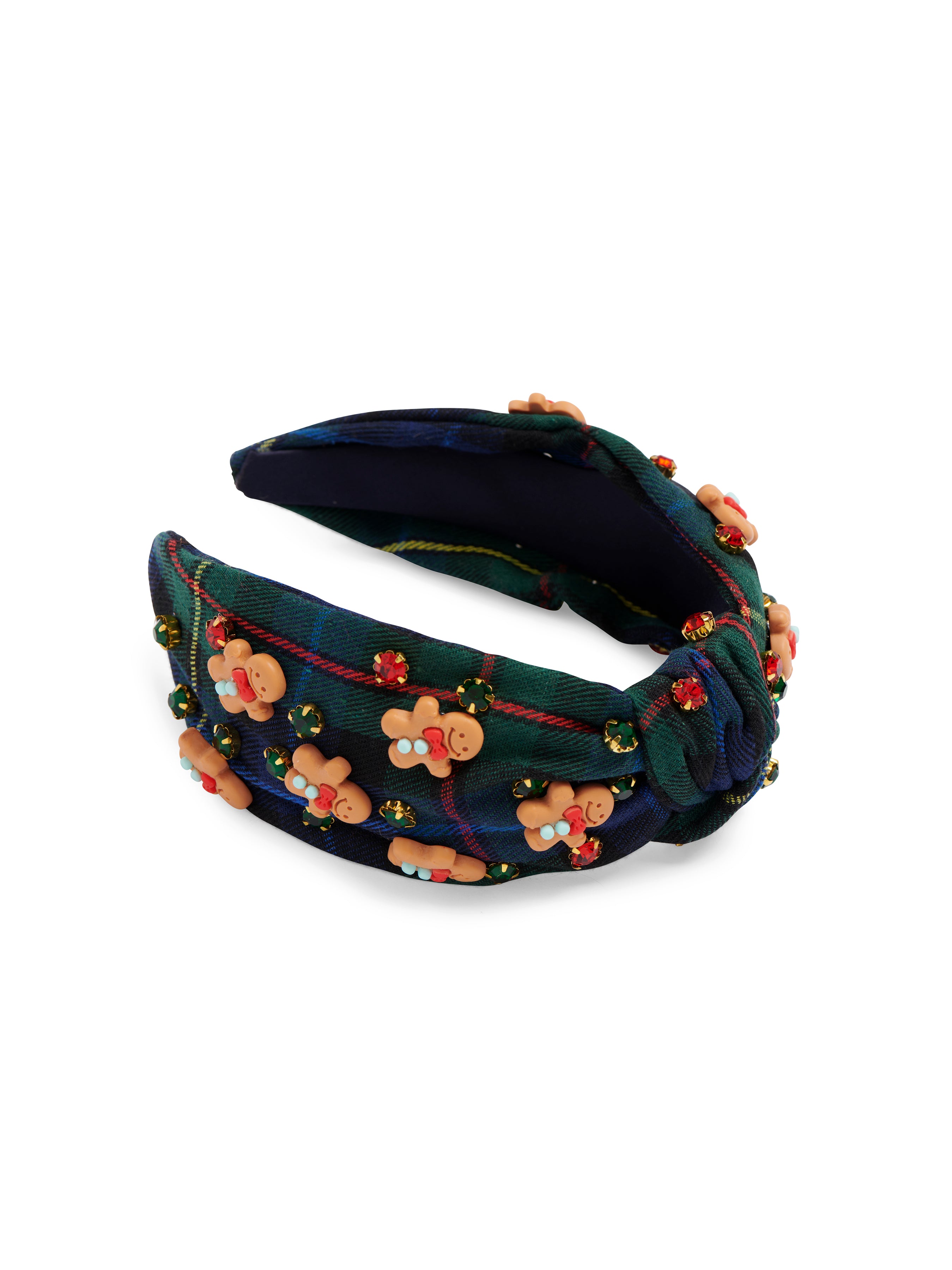 Shiraleah Plaid Gingerbread Man Headband, Navy