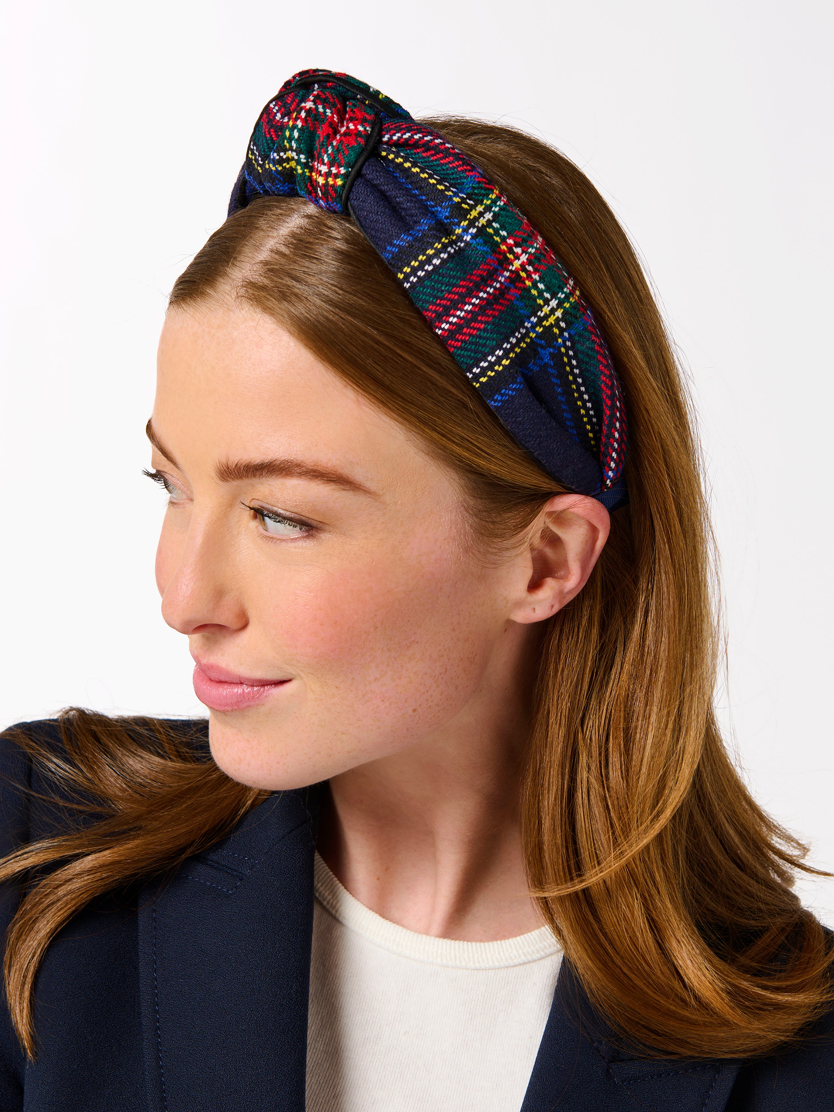 Shiraleah Tartan Knotted Headband NAVY