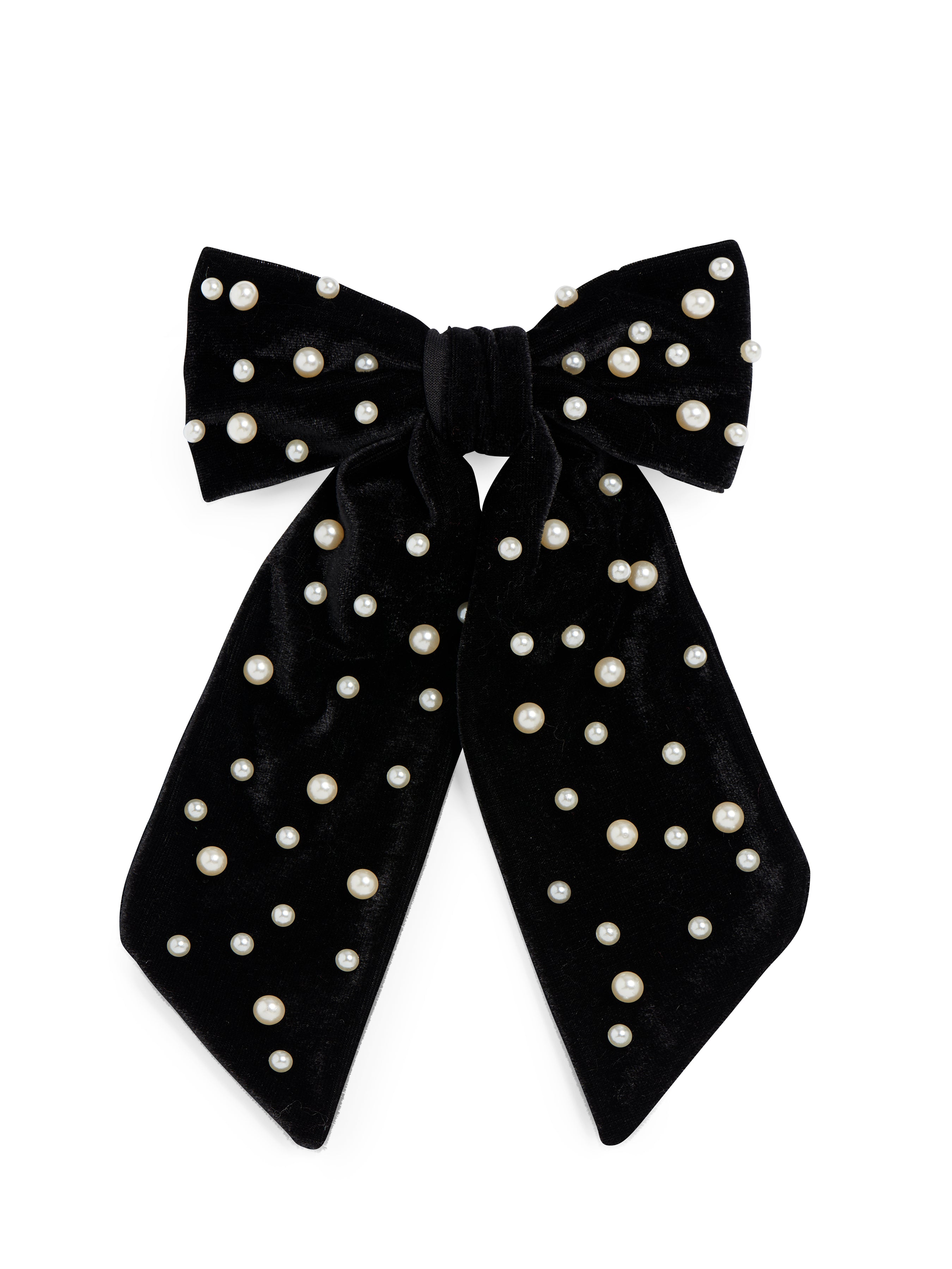 Shiraleah Velvet And Pearls Bow Clip, Black
