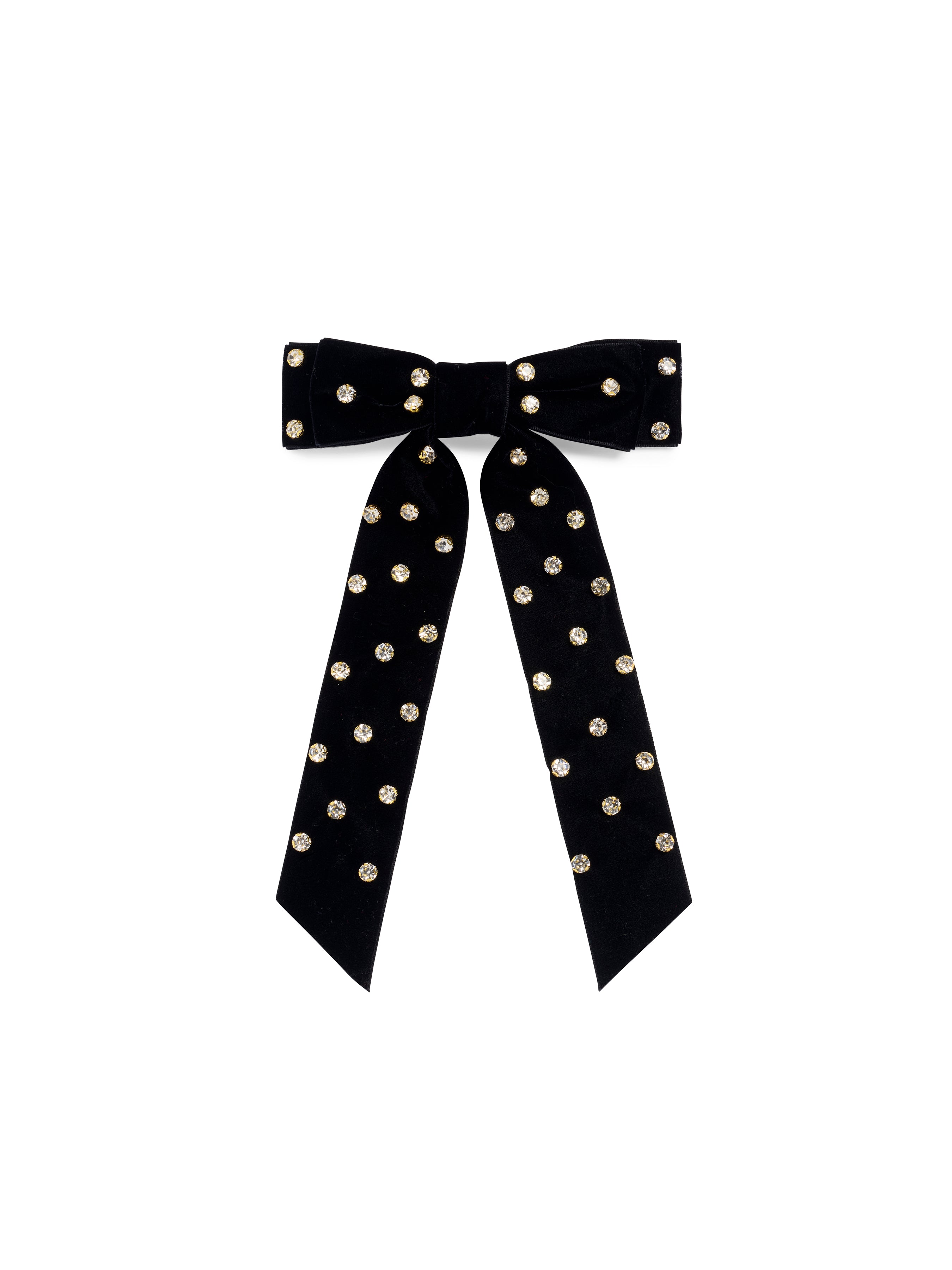Shiraleah Velvet And Rhinestones Bow Clip BLACK