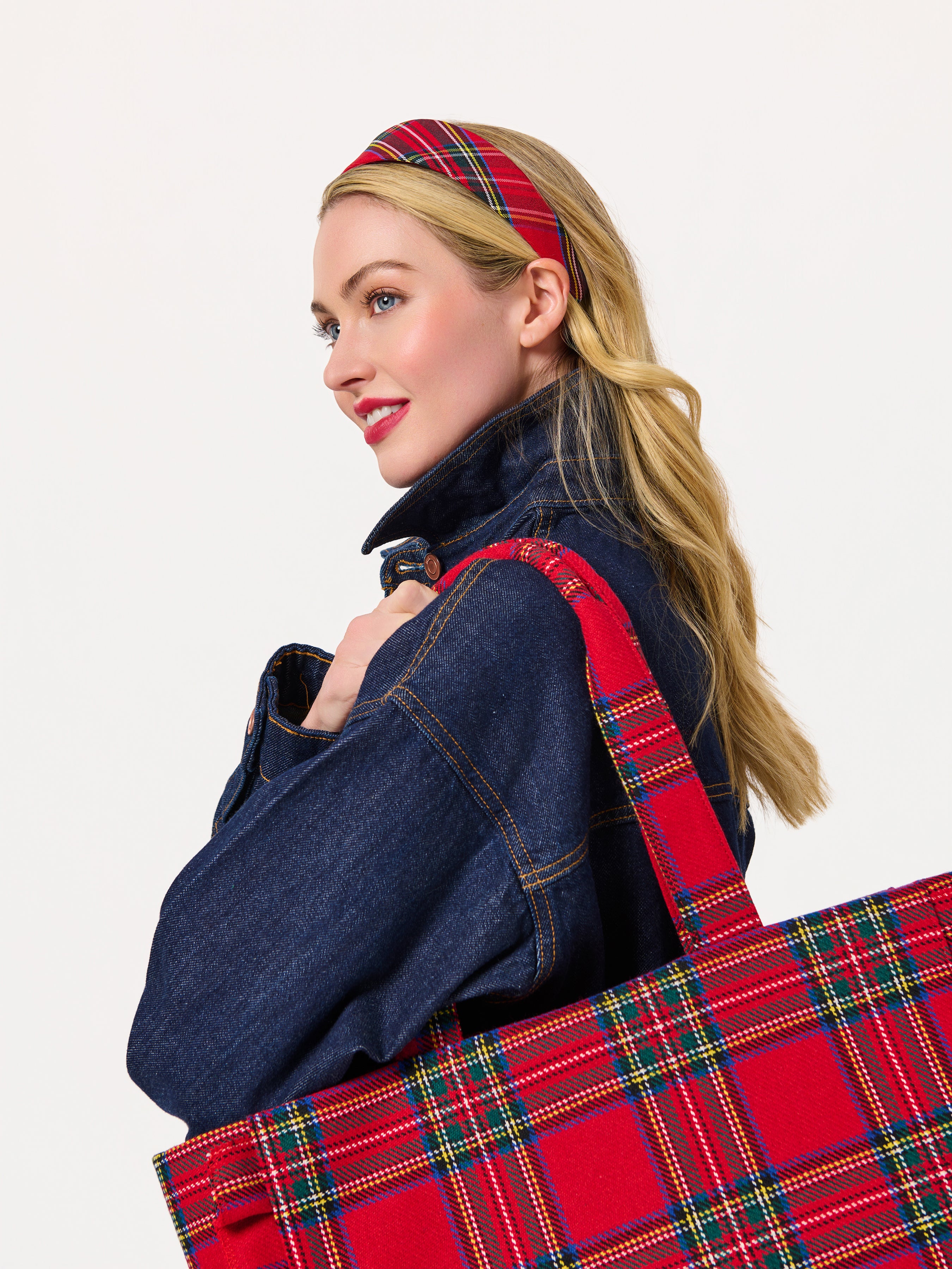 Shiraleah Plaid Wide Headband RED / OS
