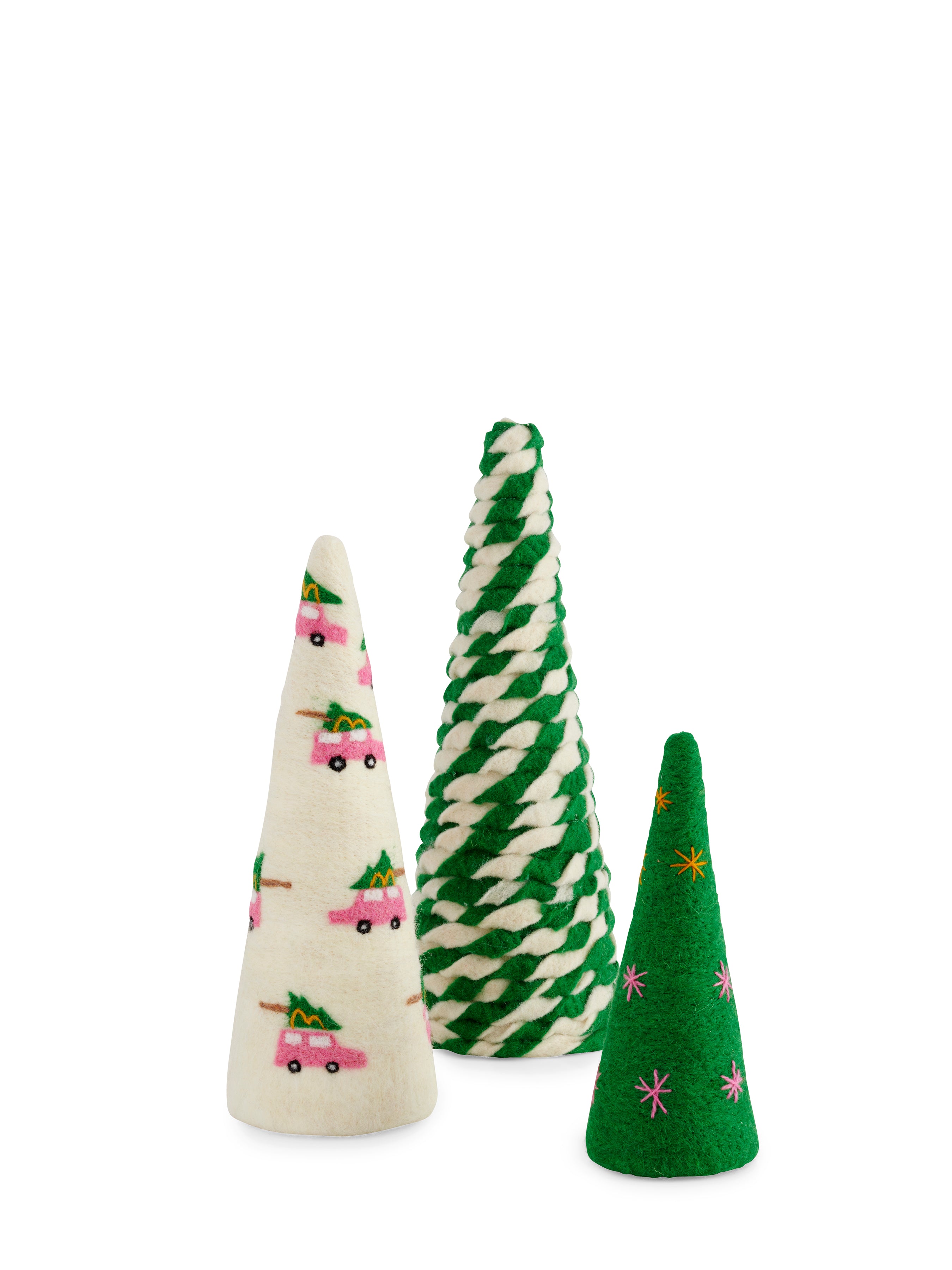 Shiraleah Assorted Set Of 3 Pink Car Decorative Trees, Multi