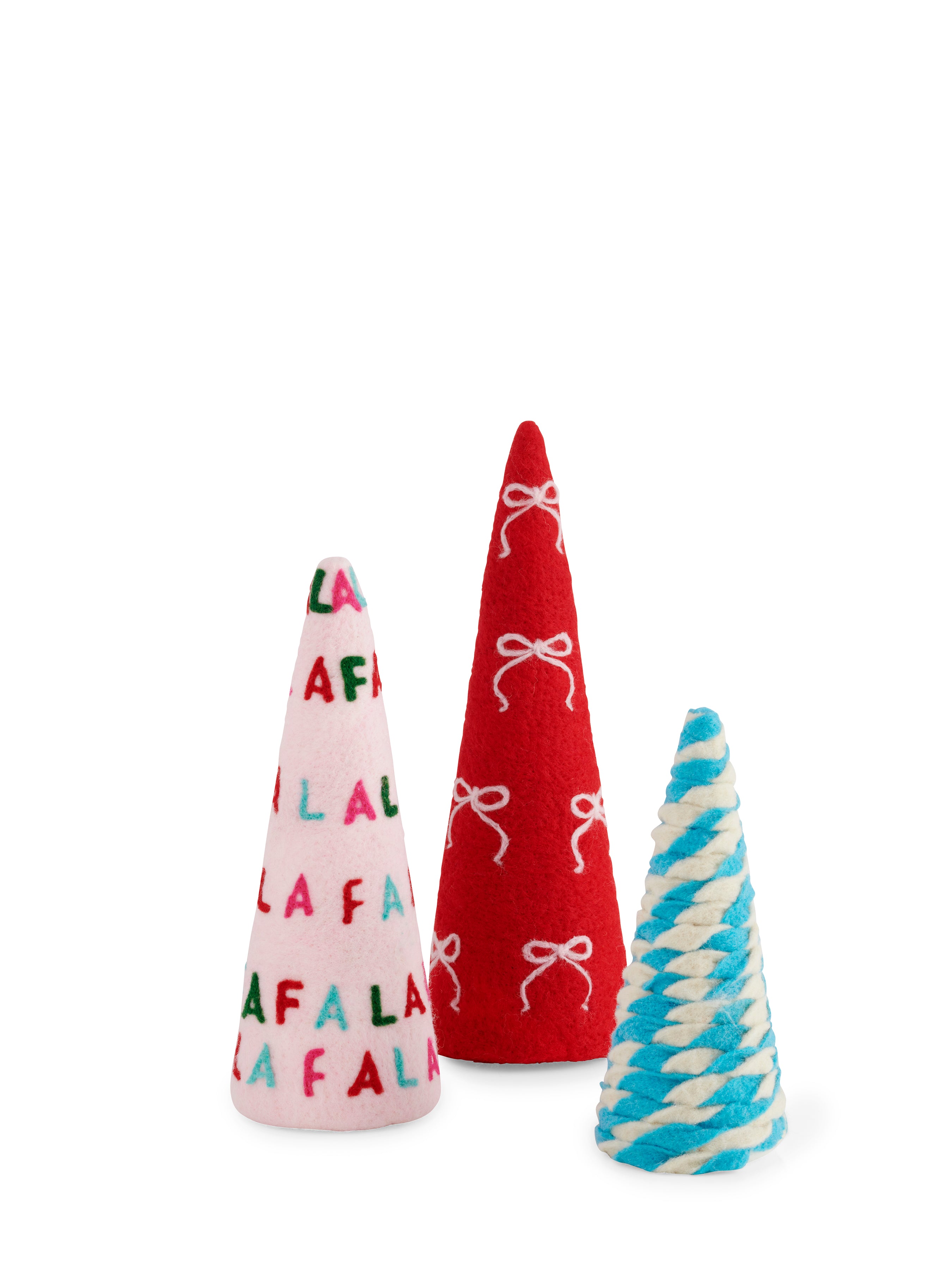 Shiraleah Assorted Set Of 3 "Fa La La" Decorative Trees, Multi