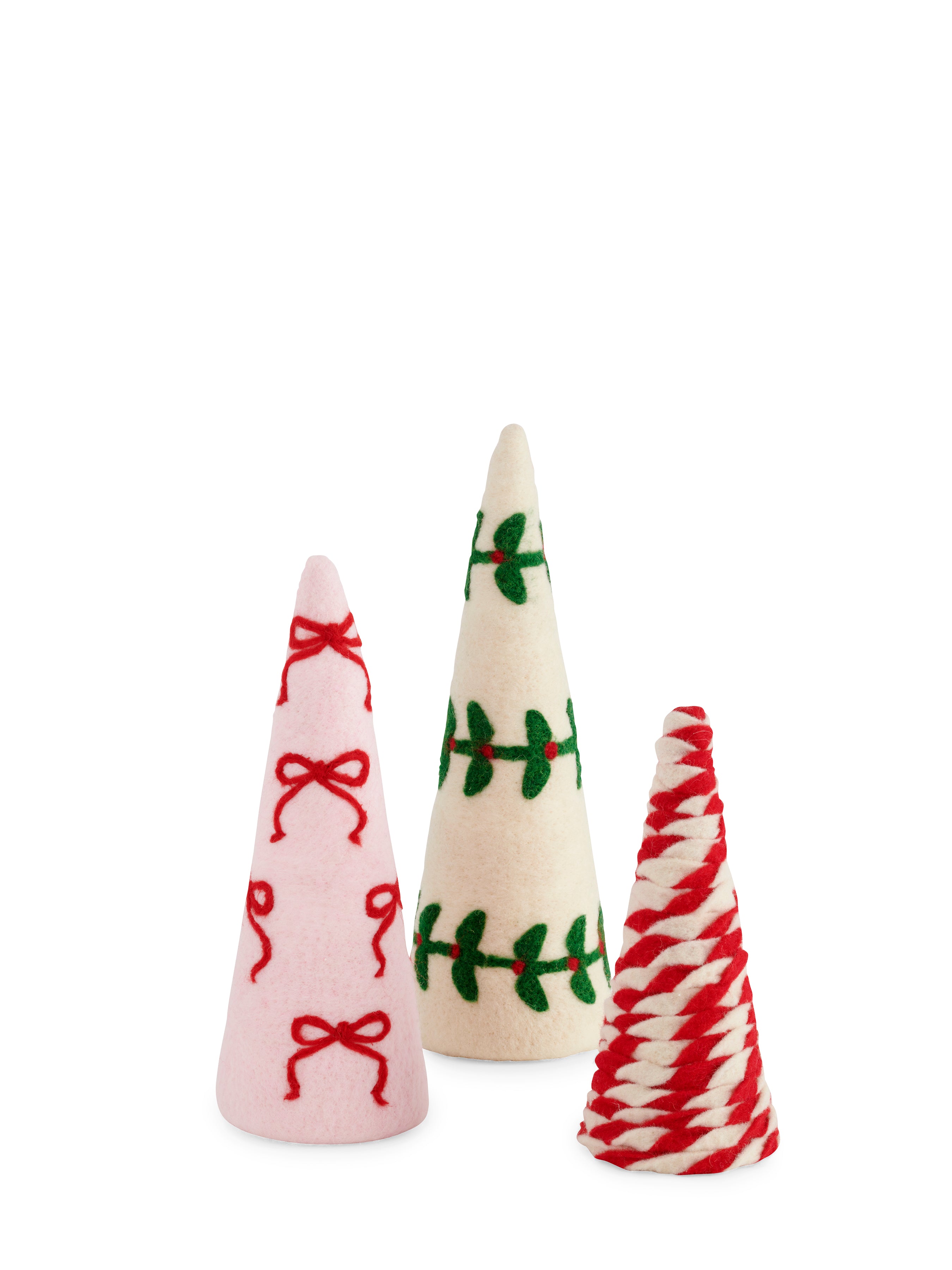 Shiraleah Assorted Set Of 3 Festive Bow Decorative Trees, Multi