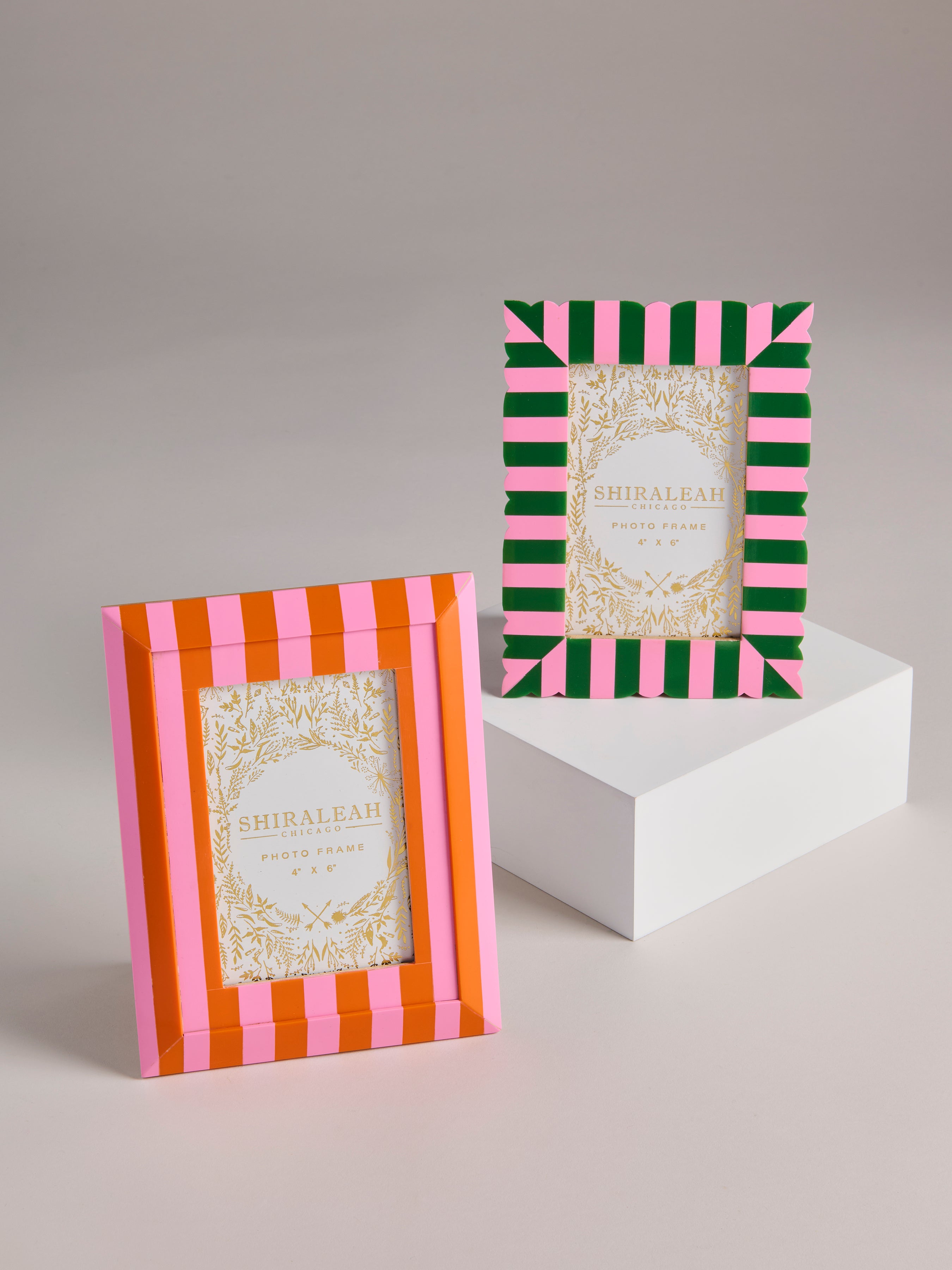 Shiraleah Viva 4" X 6" Striped Bevel Picture Frame ORANGE