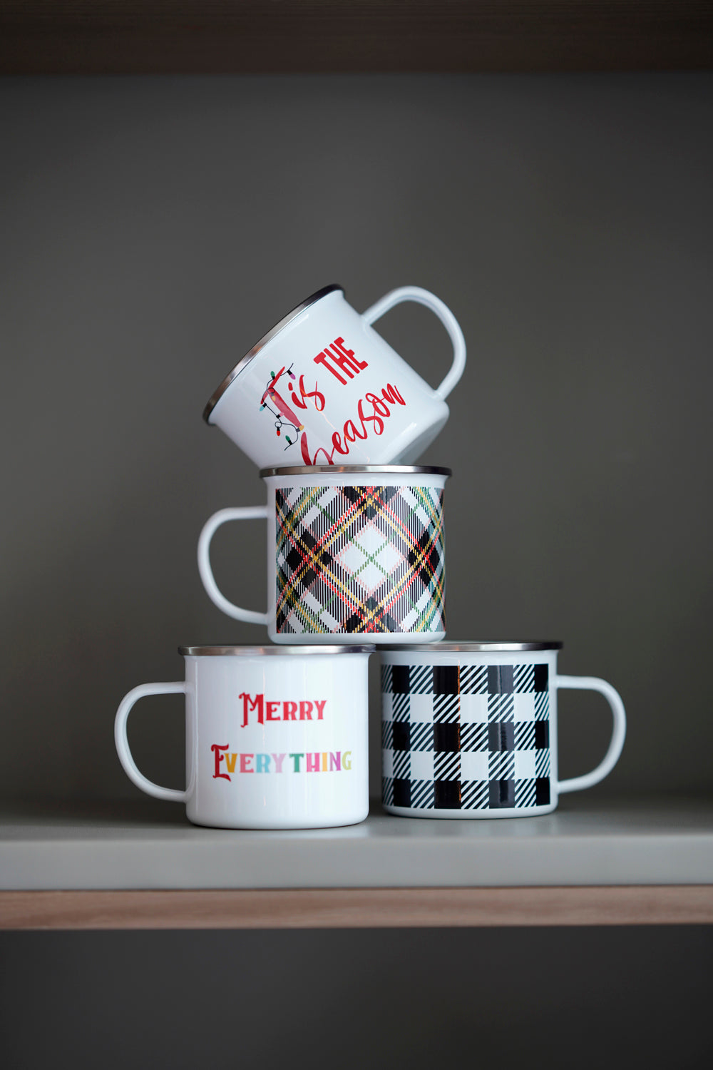 Shiraleah Buffalo Plaid Enamel Mug, Black