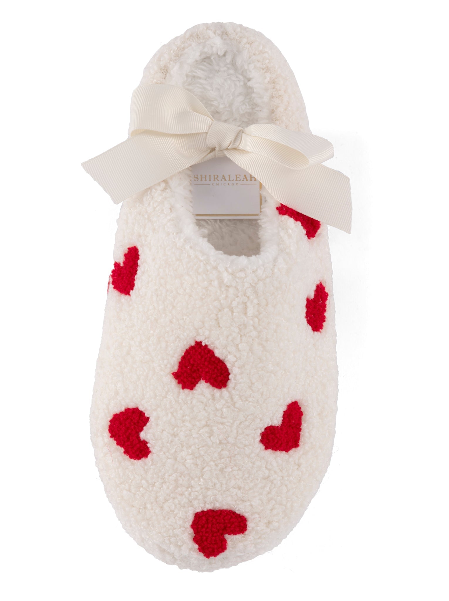 Shiraleah Assorted Set Of 2 Sizes Hearts Slippers, Ivory