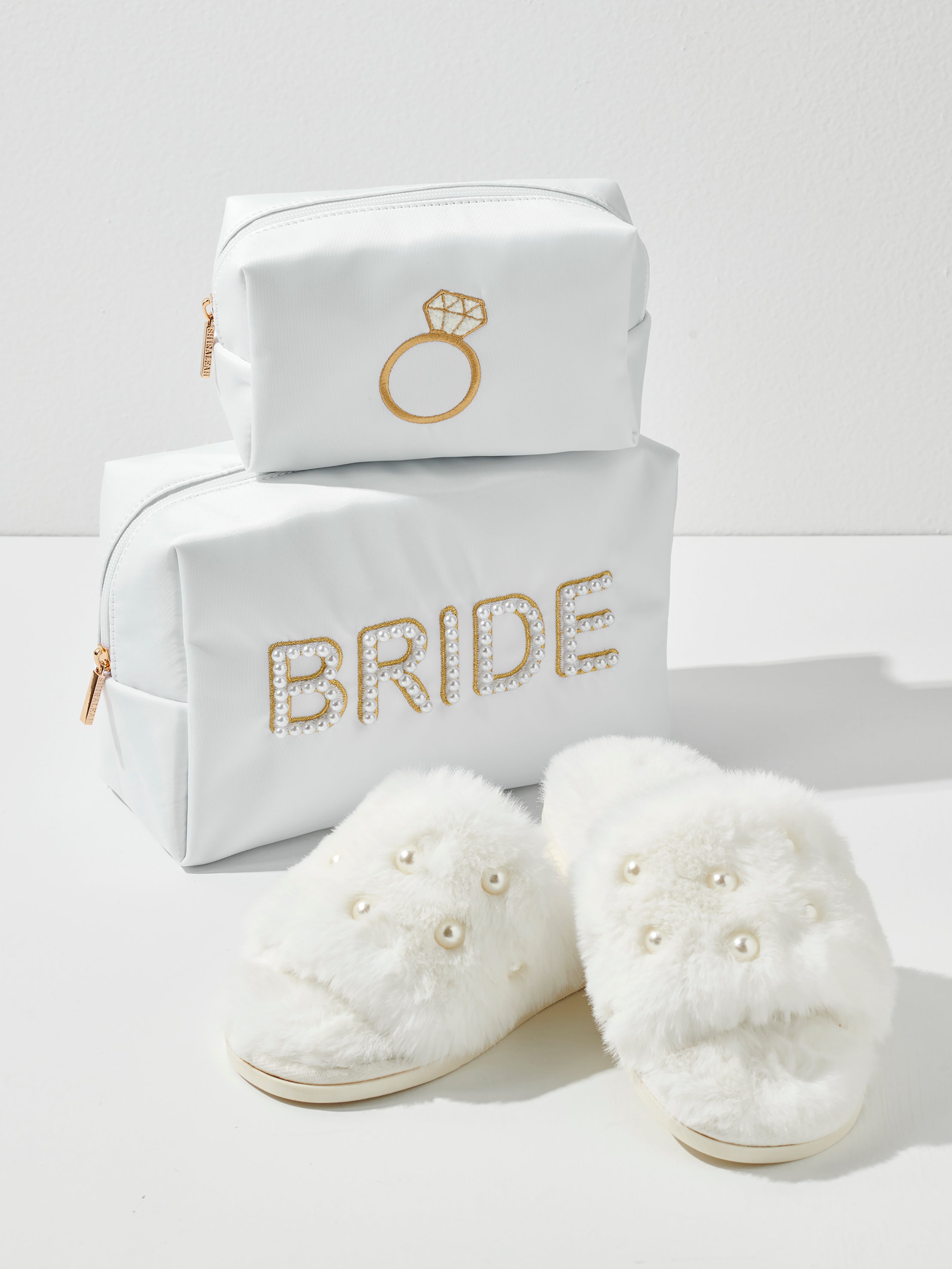 Shiraleah Assorted Set of 2 Sizes Pearl Slippers, Ivory