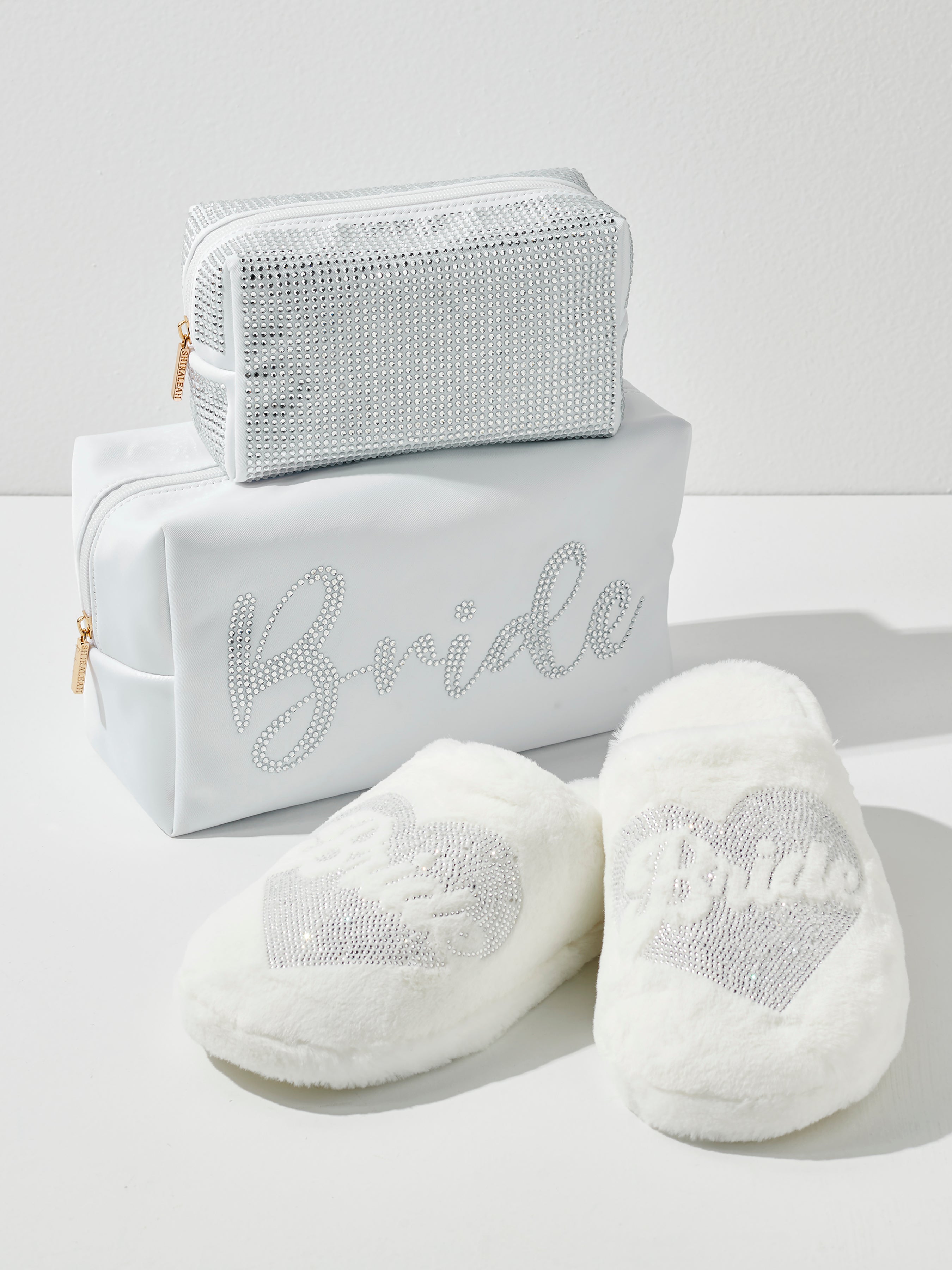 Shiraleah Assorted Set of 2 Sizes "Bride" Heart Slippers, Ivory