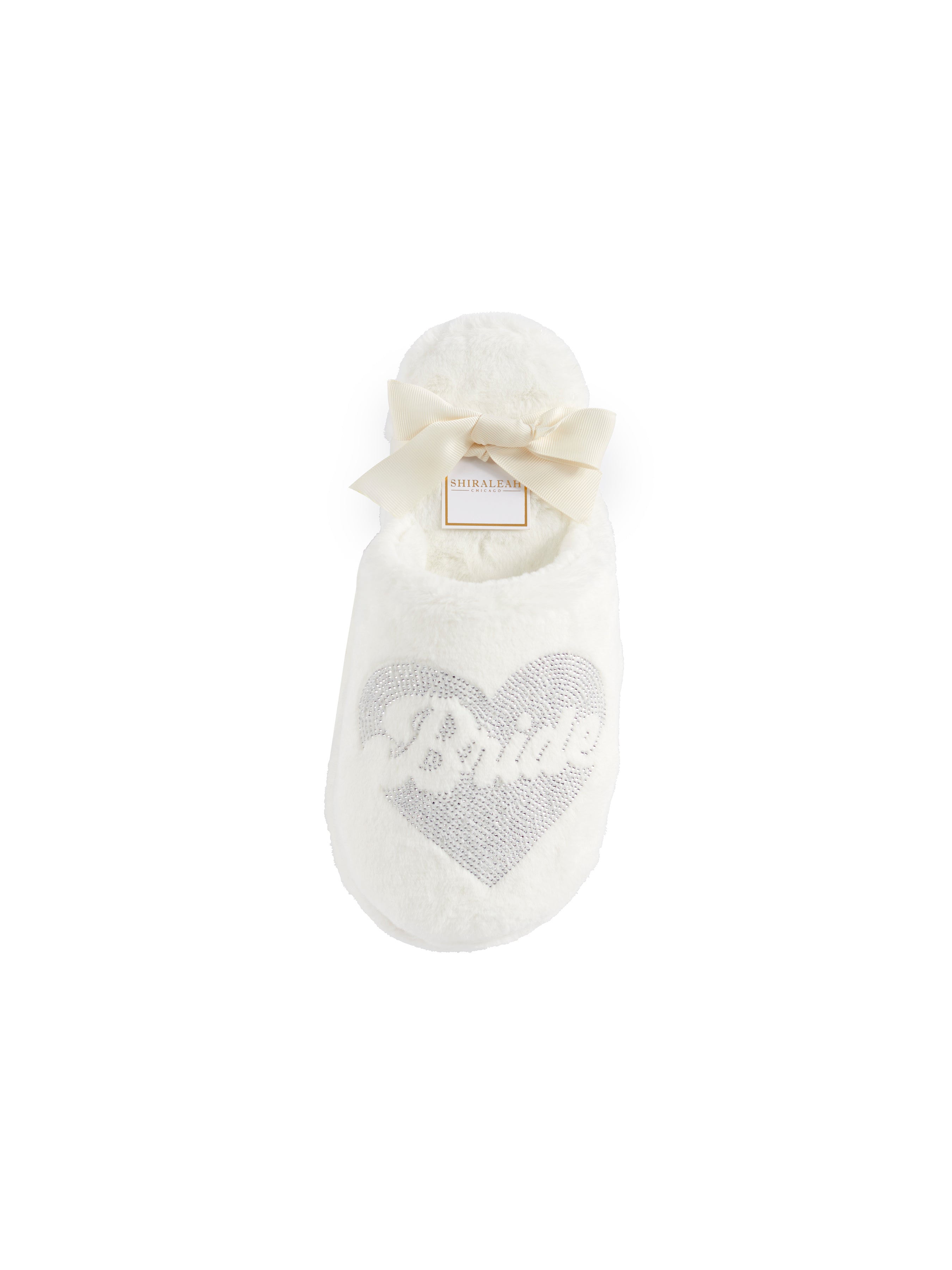 Shiraleah Assorted Set of 2 Sizes "Bride" Heart Slippers, Ivory