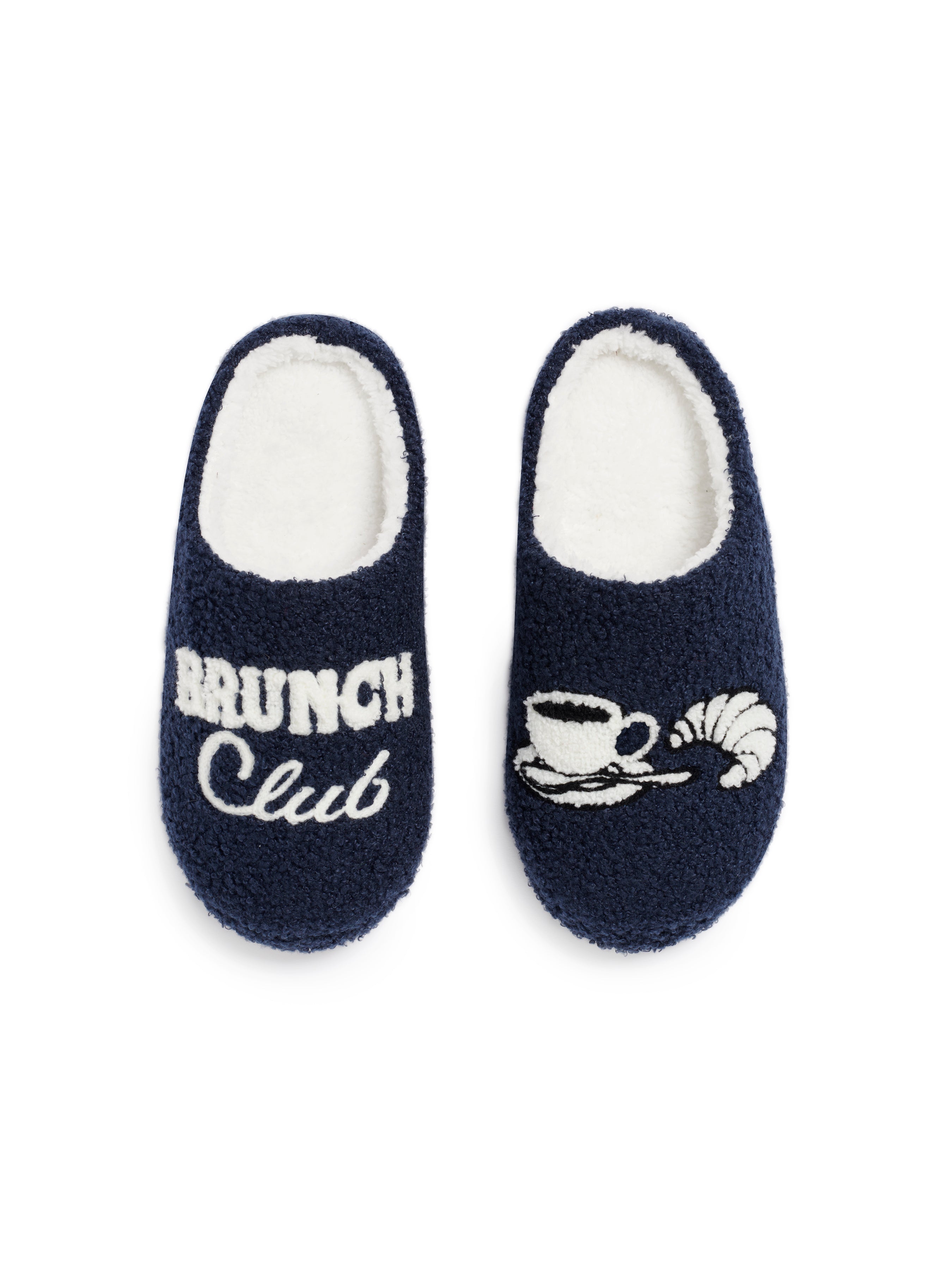 Shiraleah Assorted Set Of 2 Sizes "Brunch Club" Slippers, Navy