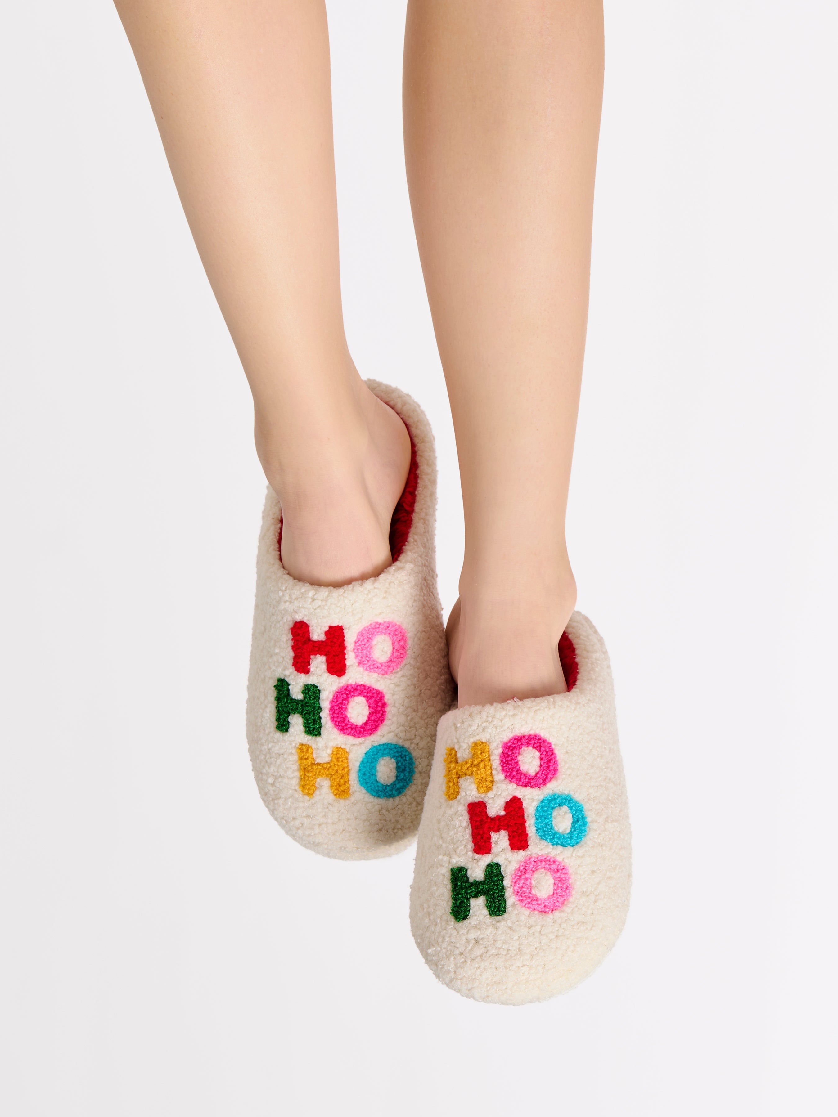 Shiraleah "Ho Ho Ho" Slippers, Ivory
