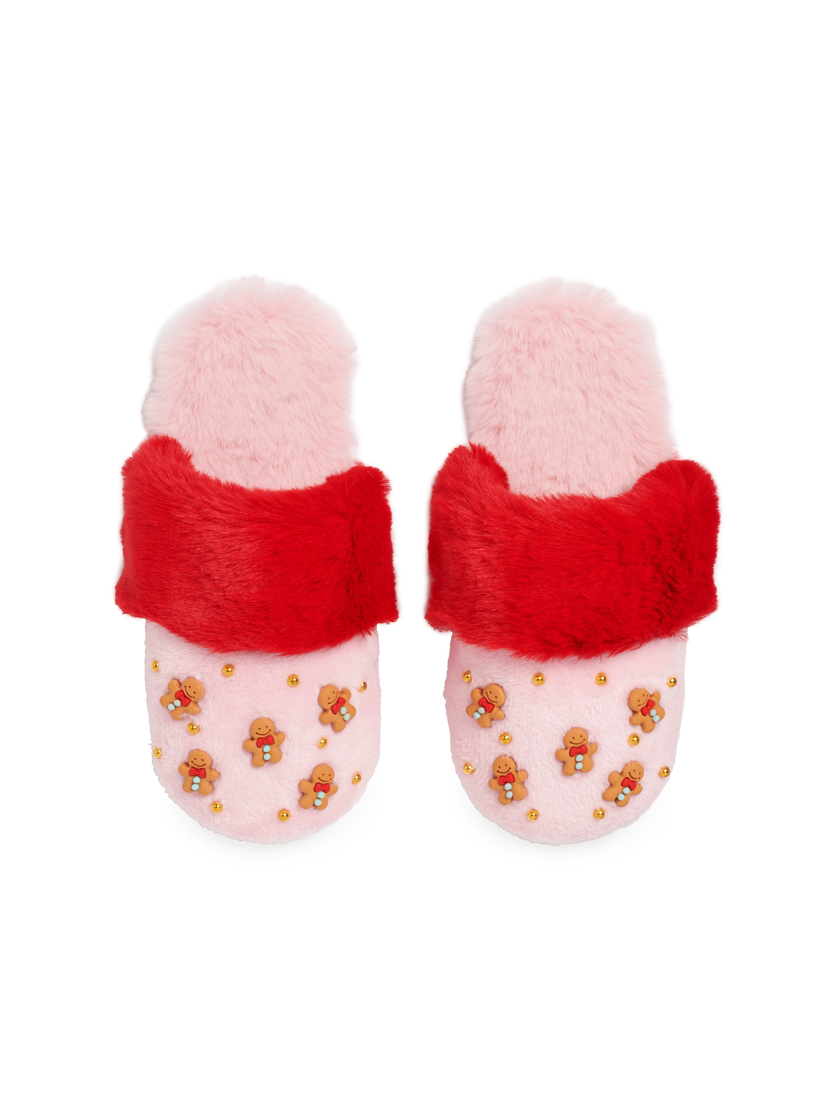 Shiraleah Gingerbread Man Slippers, Blush