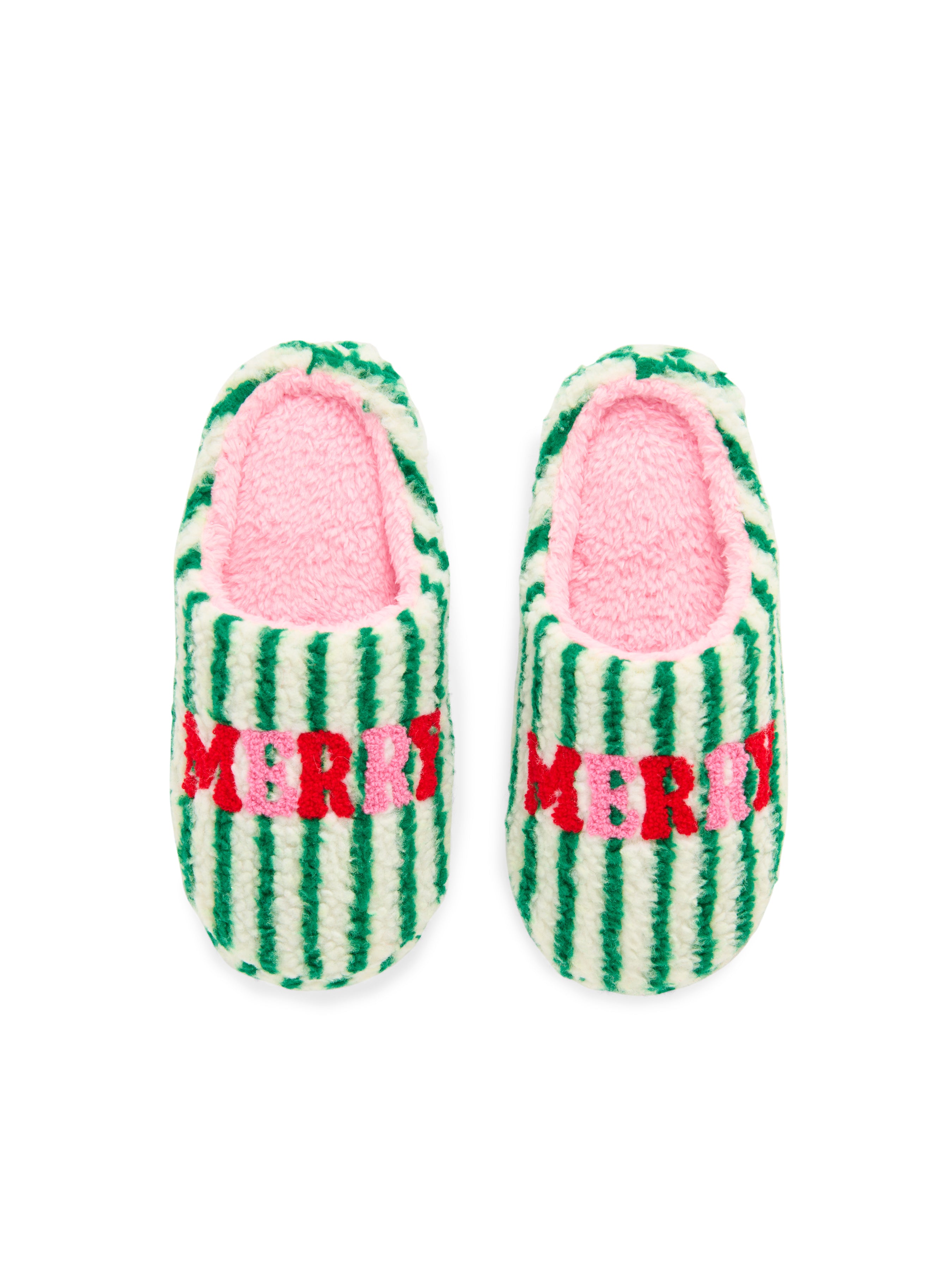 Shiraleah "Merry" Striped Slippers, Green GREEN / S/M