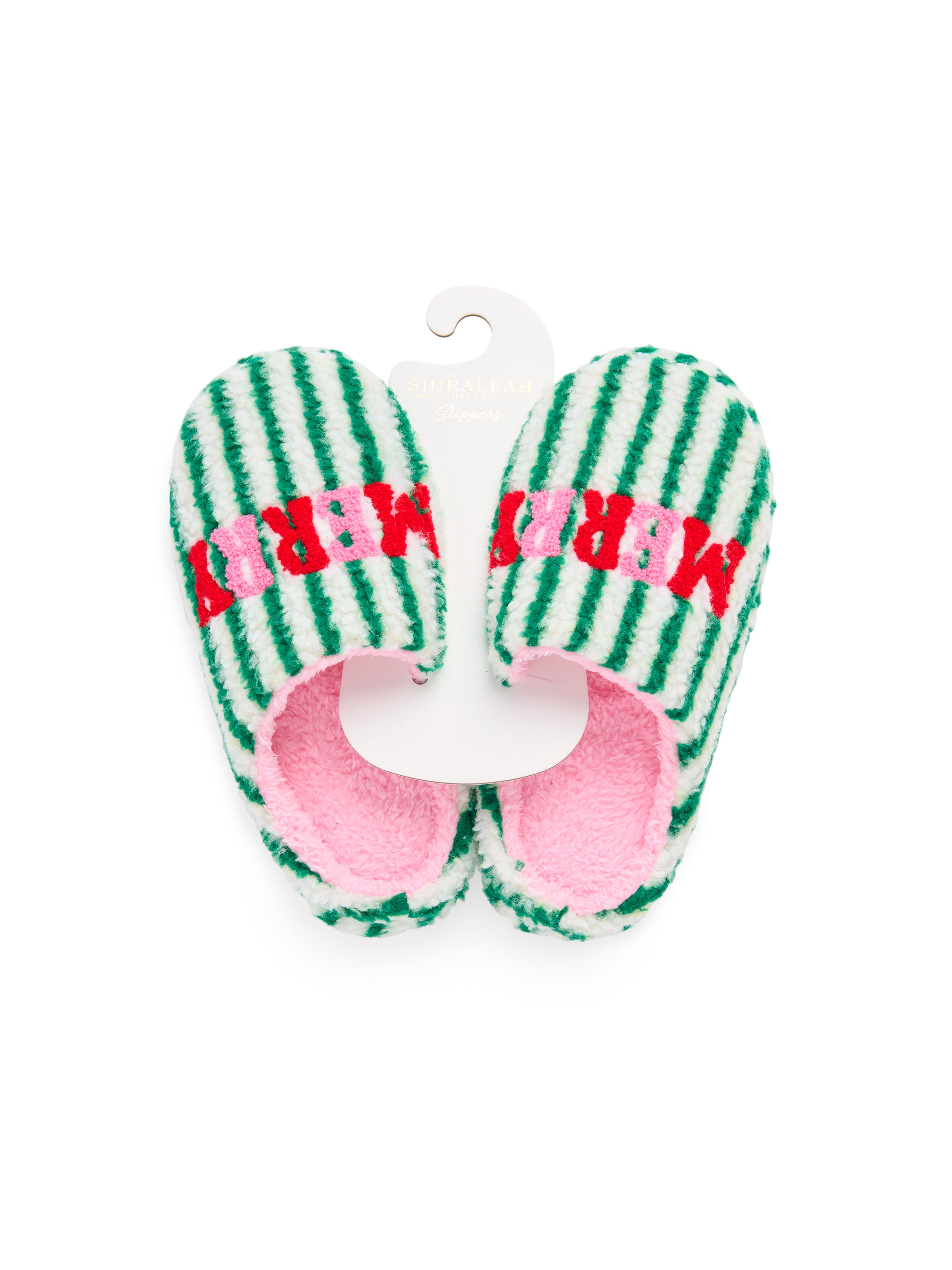 Shiraleah "Merry" Striped Slippers, Green GREEN / S/M