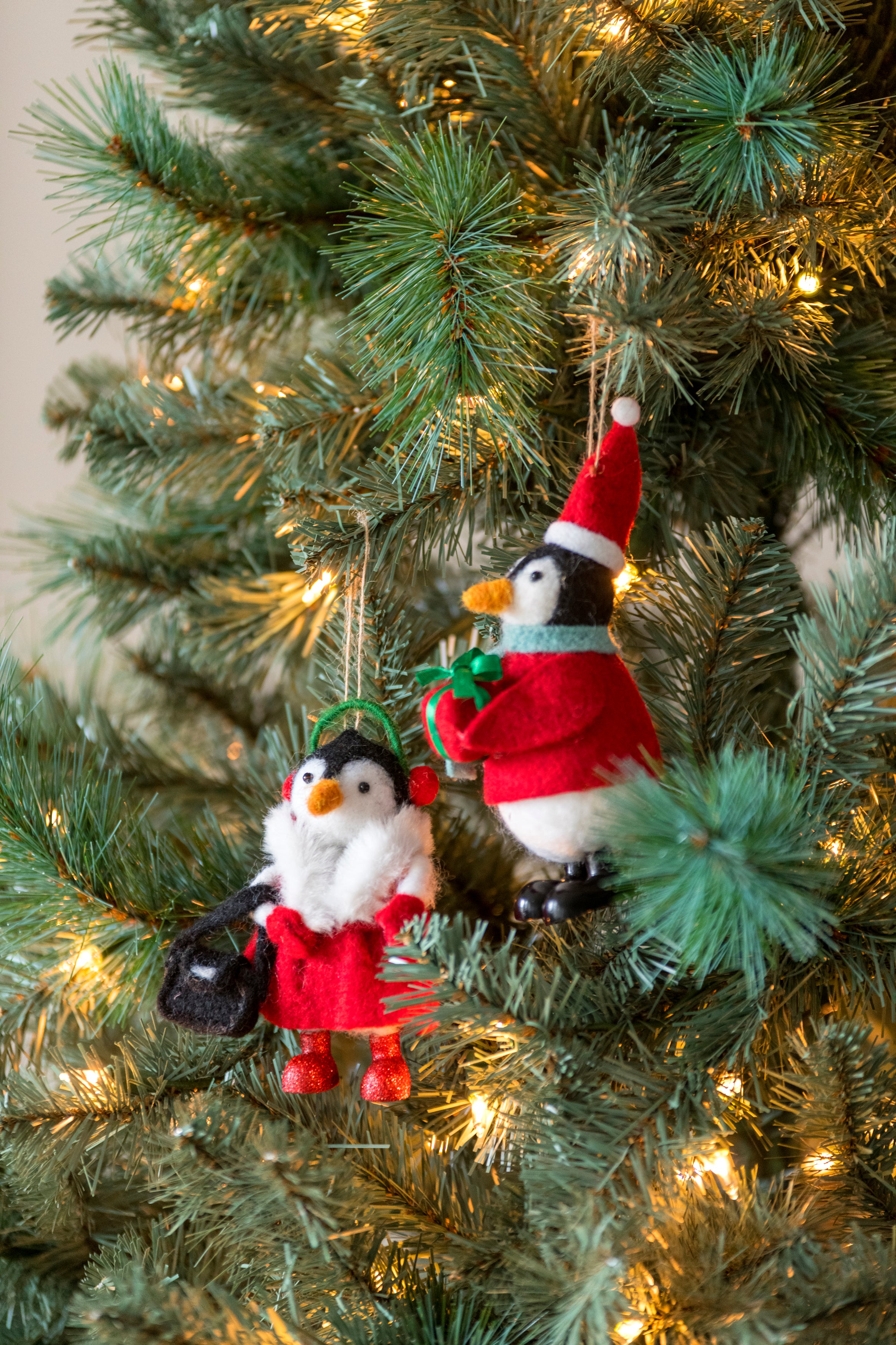 Shiraleah Set of 2 Penguin Ornaments, Multi