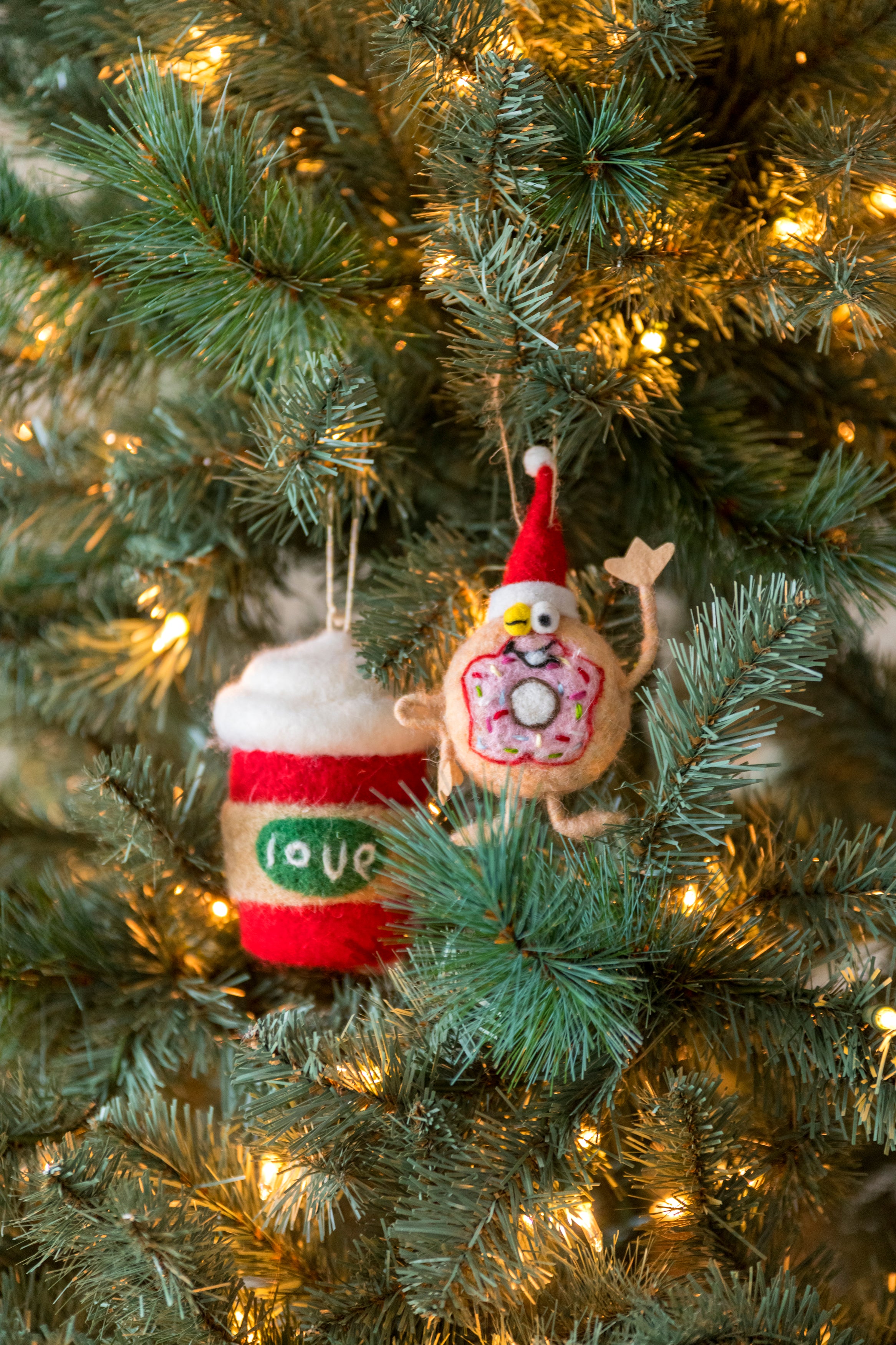Shiraleah Set of 2 Coffee and Donut Ornaments, Multi