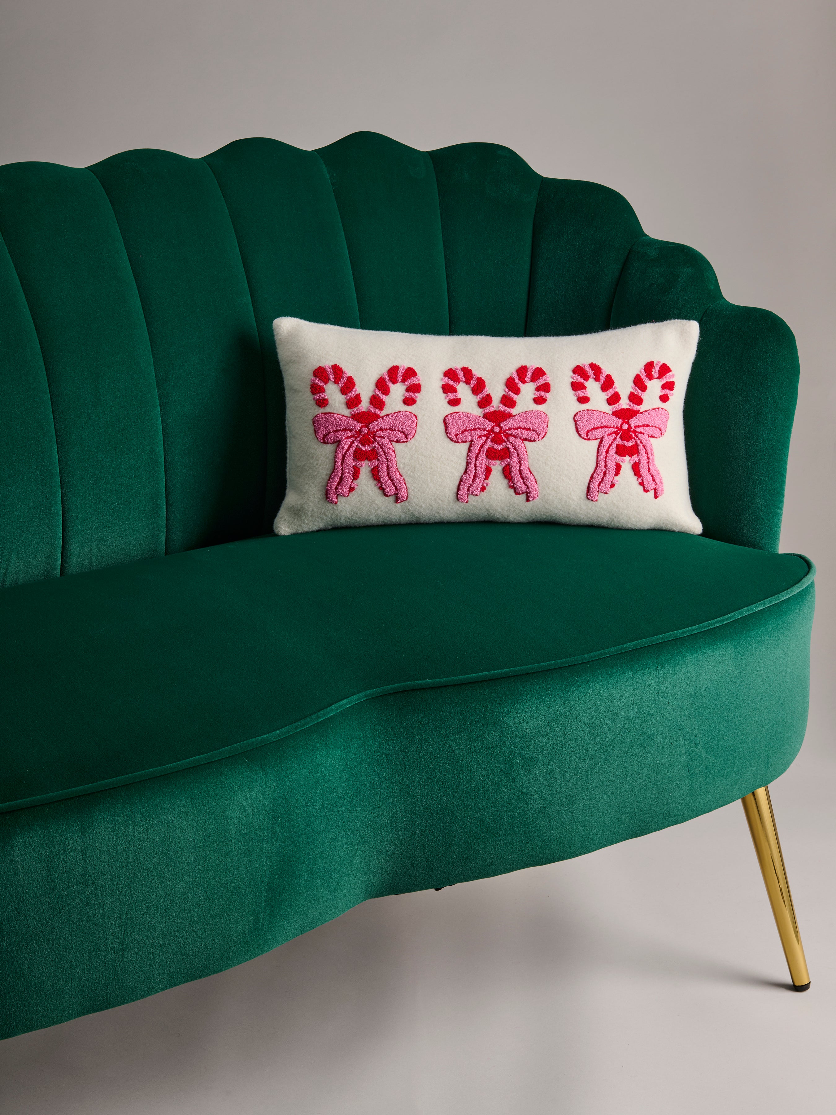 Shiraleah Pretty Candy Cane Pillow, Ivory