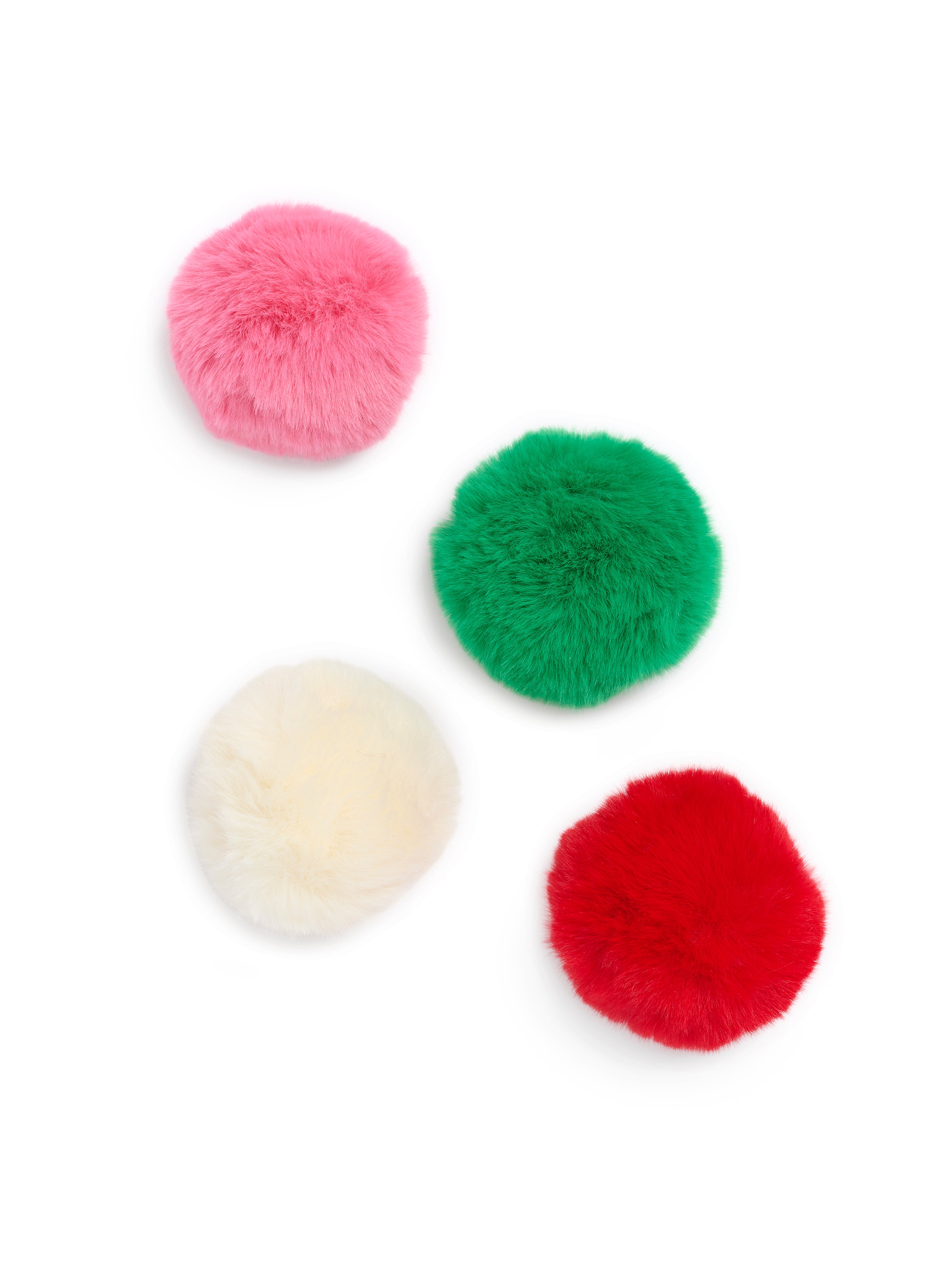 Shiraleah Assorted Set Of 4 Faux Fur Pom Ornaments, Multi