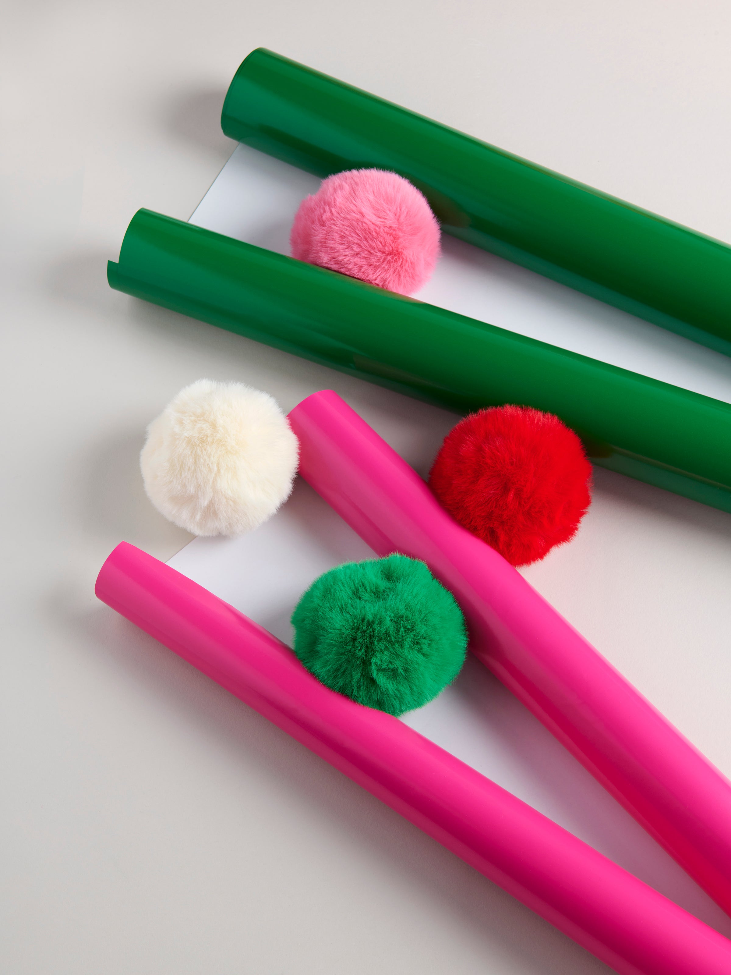 Shiraleah Assorted Set of 4 Faux Fur Pom Ornaments, Multi