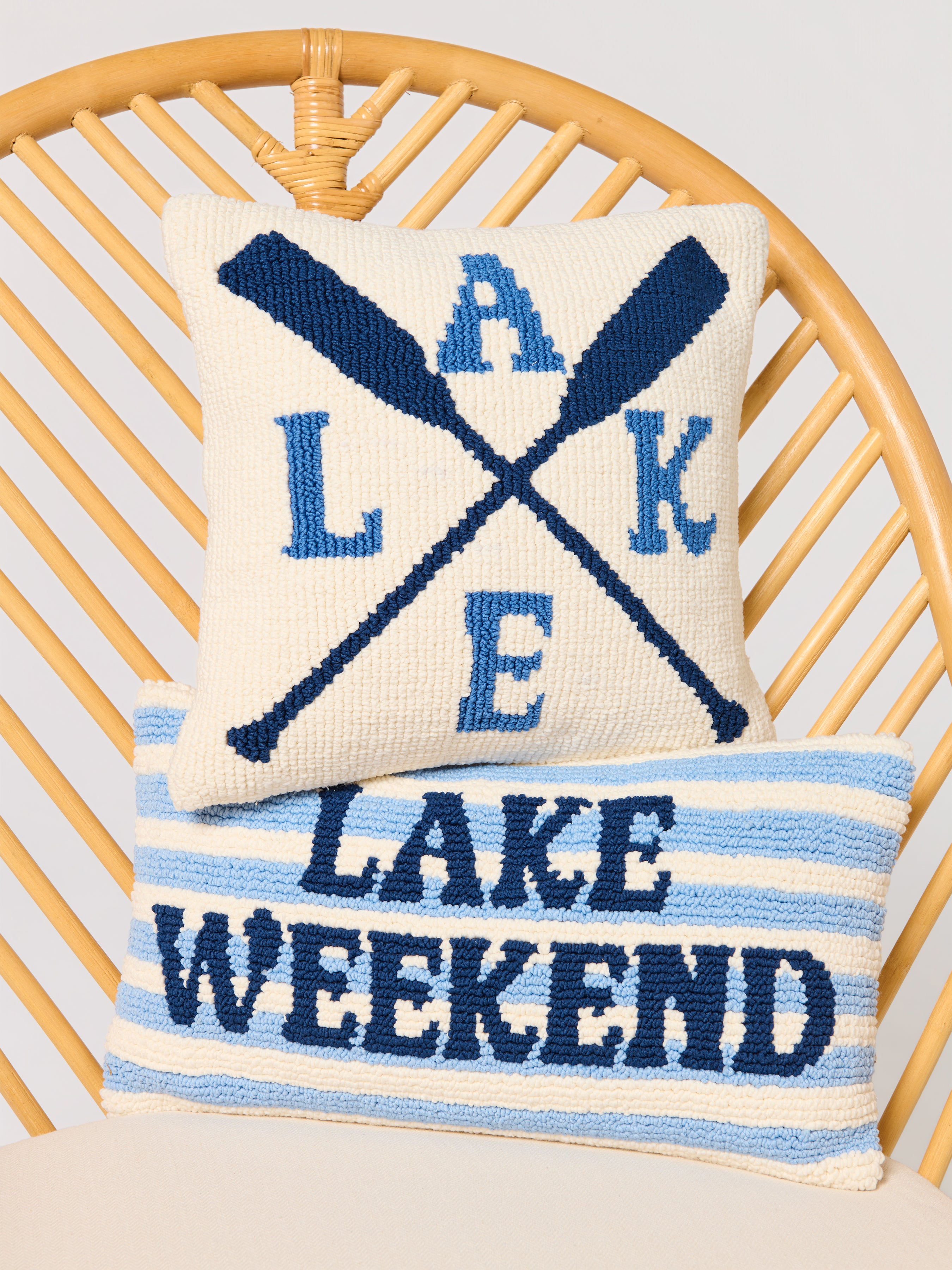 Shiraleah Lake/Oars Pillow, White