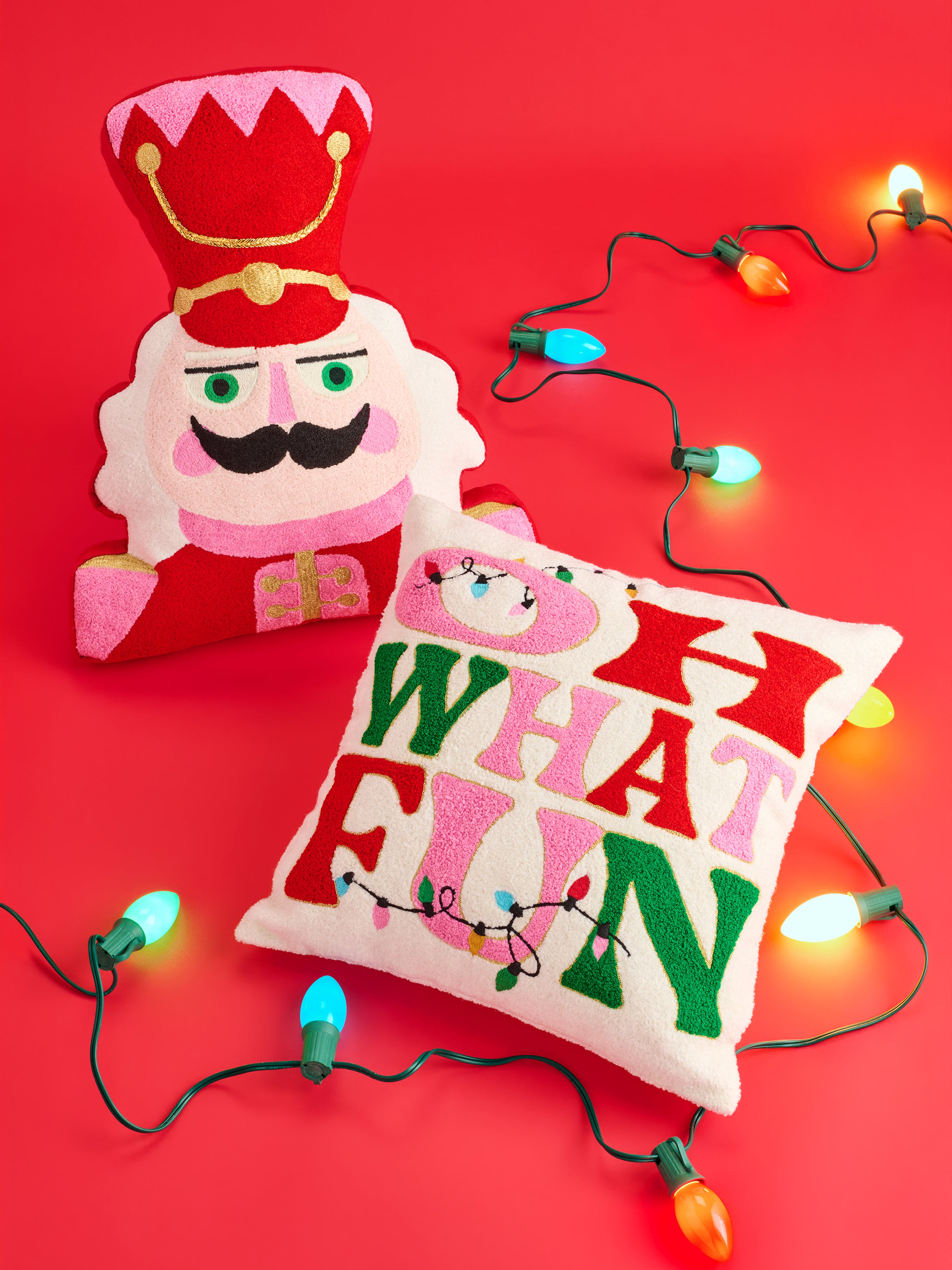 Shiraleah "Oh What Fun" Pillow, Ivory